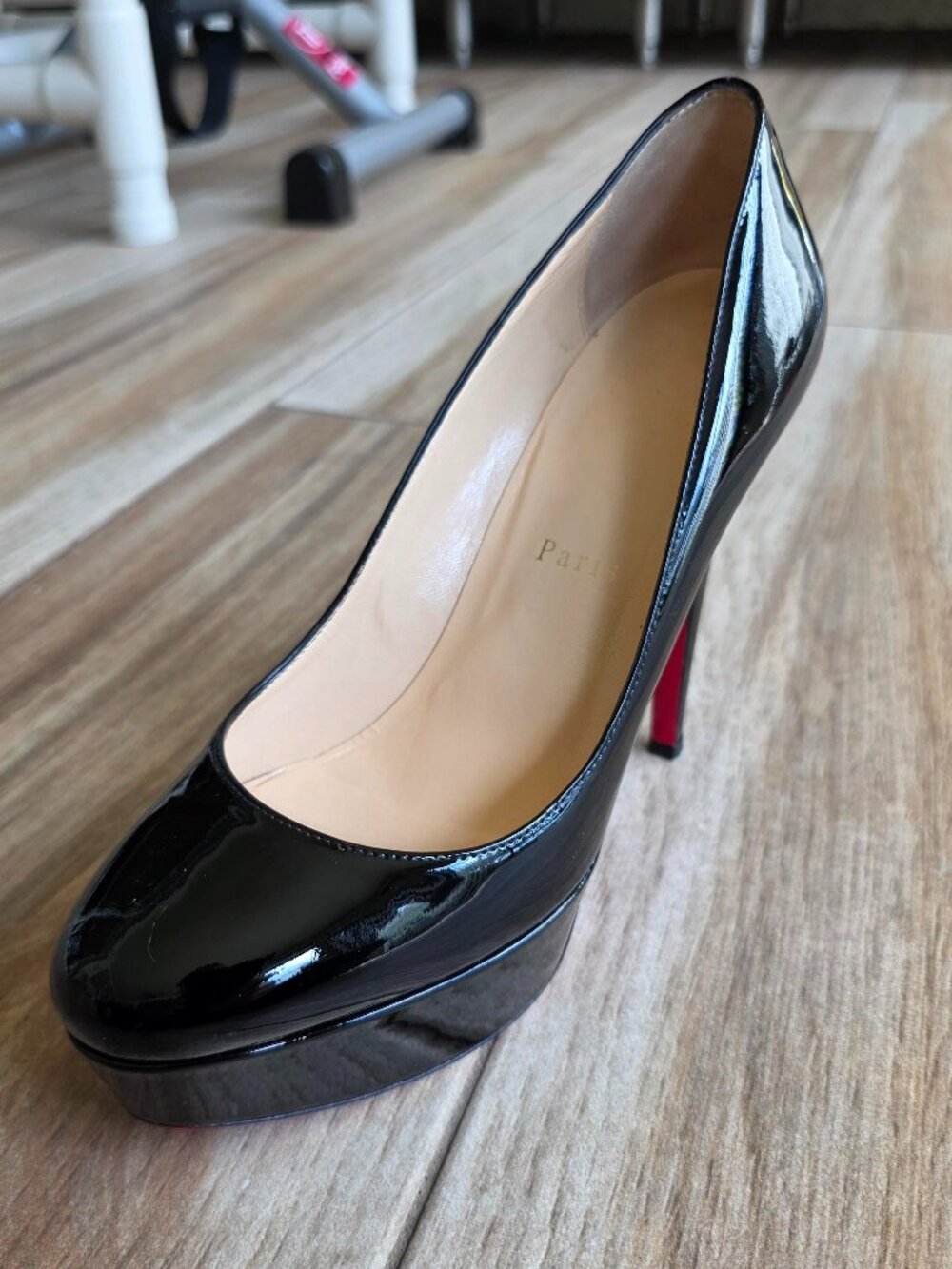 Christian Louboutin Bianca Black Patent Leather Platform Pumps Eur. 37.5